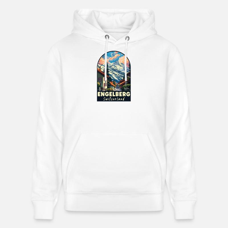 Explorez l’Alpine Engelberg en Suisse - Sweat à capuche bio CRUISER Stanley/Stella Unisexe - blanc