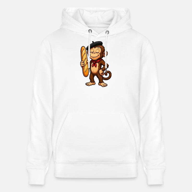 Baguette singe avec béret - Sweat à capuche bio CRUISER Stanley/Stella Unisexe - blanc