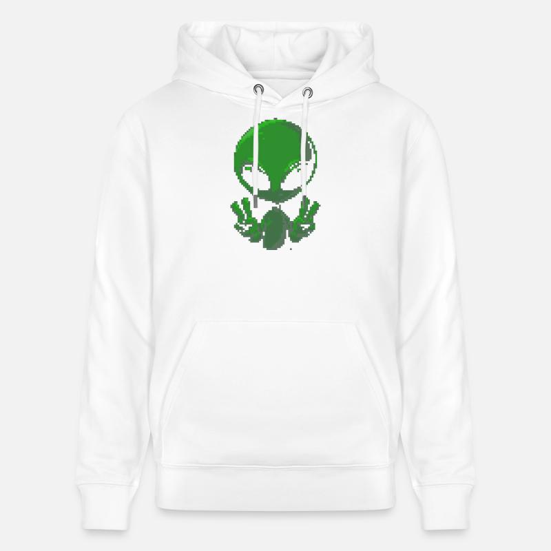 Signe de paix extraterrestre Pixel - Sweat à capuche bio CRUISER Stanley/Stella Unisexe - blanc