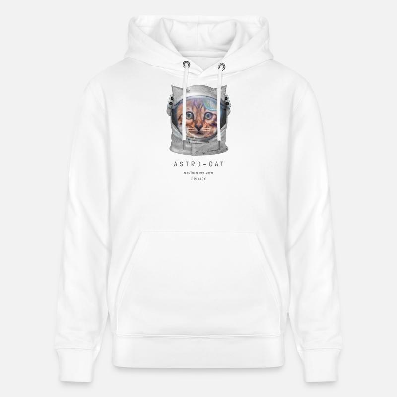 Astro chat Chat de l’espace Chat astronaute Chat dans l’espace - Sweat à capuche bio CRUISER Stanley/Stella Unisexe - blanc