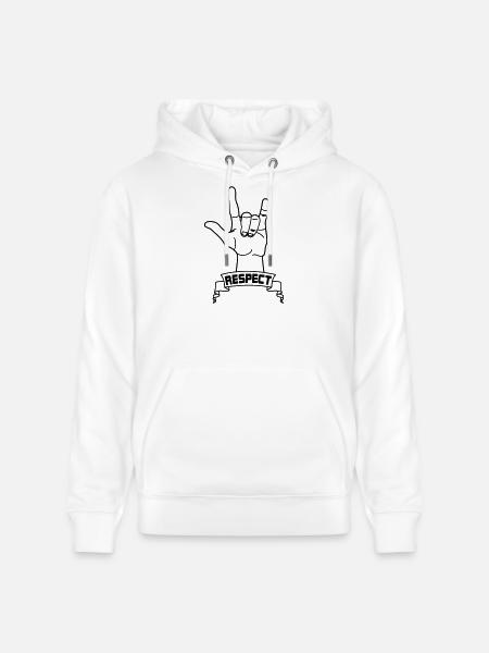 Hand gesture respect with text RESPECT - Stanley/Stella CRUISER Unisex Organic Hoodie - white