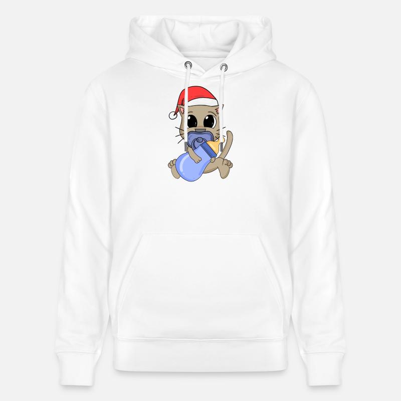 Chat Bébé Noël - Sweat à capuche bio CRUISER Stanley/Stella Unisexe - blanc