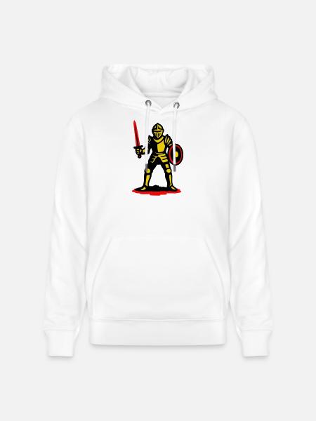 Yellow Knight with Red Sword - Stanley/Stella CRUISER Unisex Organic Hoodie - white