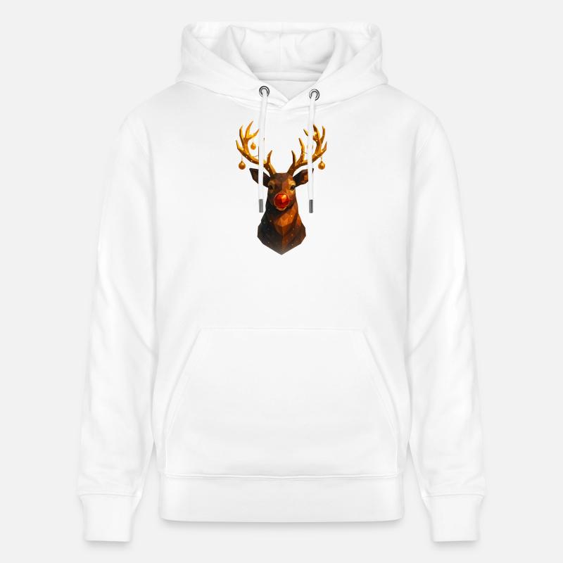 Renne de Noël Low Poly - Sweat à capuche bio CRUISER Stanley/Stella Unisexe - blanc