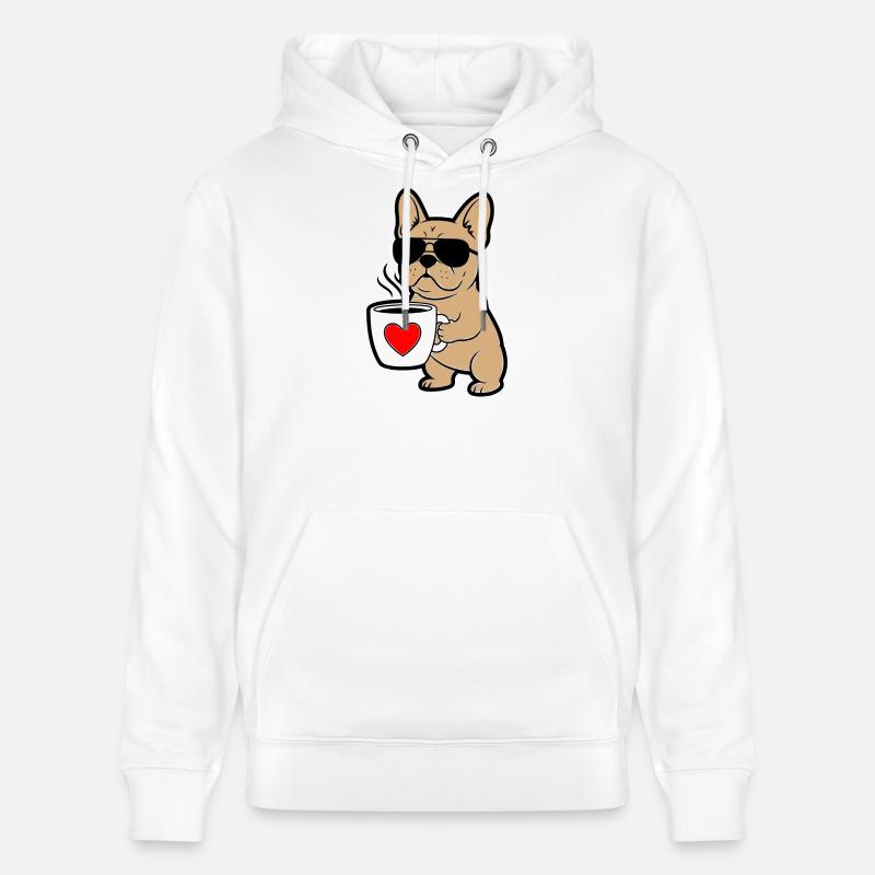 Frenchie Dog Coffee Comic - Sweat à capuche bio CRUISER Stanley/Stella Unisexe - blanc