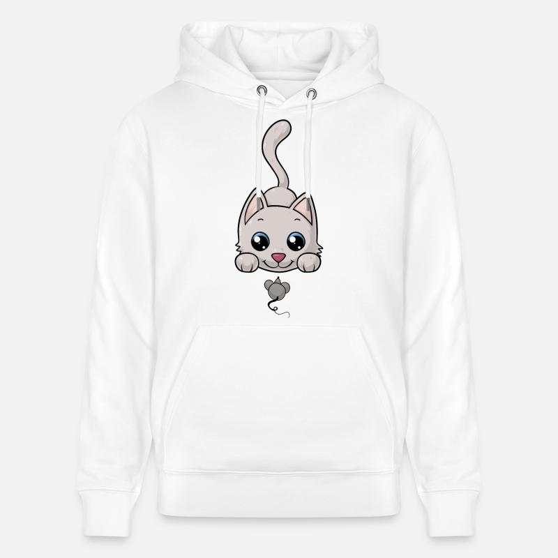 chat bande dessinée douce - Sweat à capuche bio CRUISER Stanley/Stella Unisexe - blanc