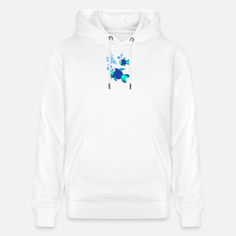 Poisson bleu exotique aux écailles irisées - Sweat à capuche bio CRUISER Stanley/Stella Unisexe - blanc