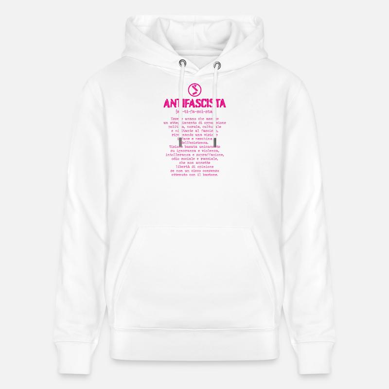 Définition antifasciste - Sweat à capuche bio CRUISER Stanley/Stella Unisexe - blanc