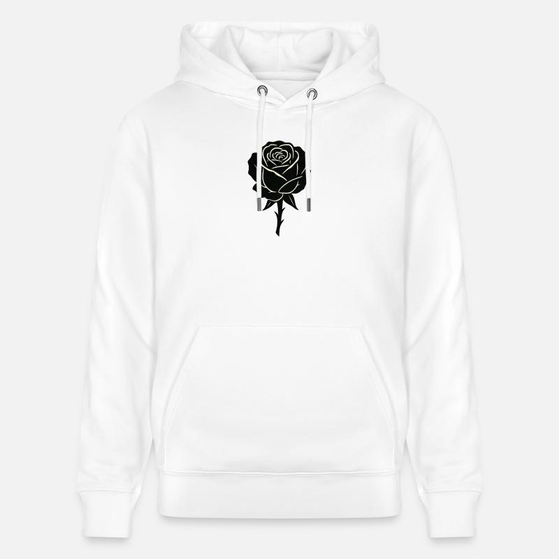 Conception de contour de rose noire - Sweat à capuche bio CRUISER Stanley/Stella Unisexe - blanc