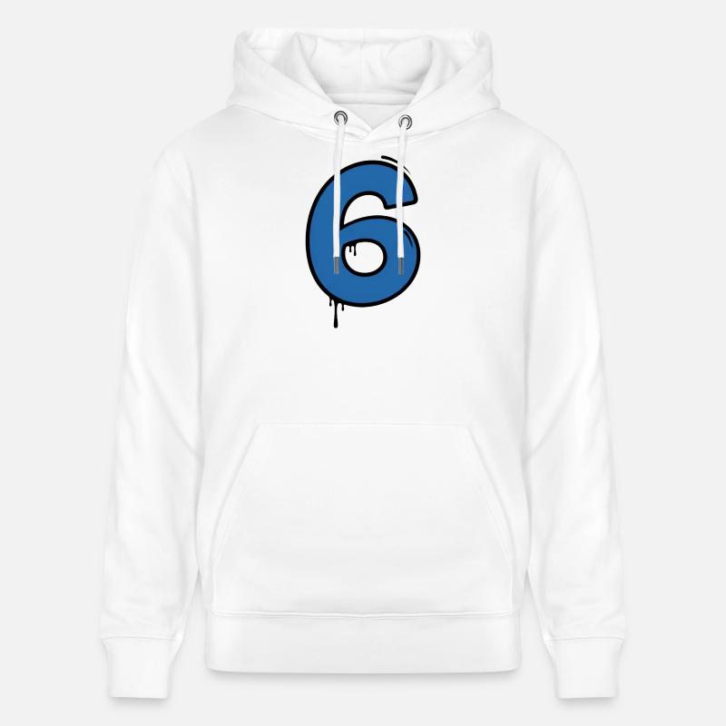Graffiti Digit 6 Bleu - Sweat à capuche bio CRUISER Stanley/Stella Unisexe - blanc