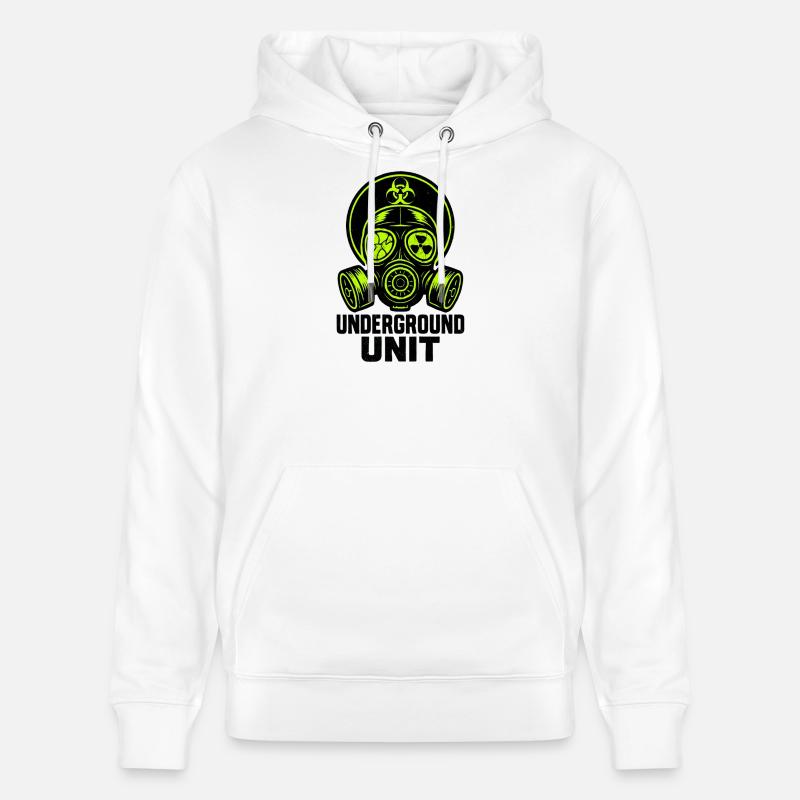 Underground Unit - masque à gaz - Sweat à capuche bio CRUISER Stanley/Stella Unisexe - blanc