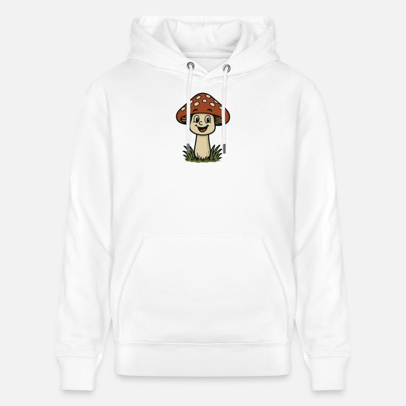 Dessin animé de champignon drôle - Sweat à capuche bio CRUISER Stanley/Stella Unisexe - blanc