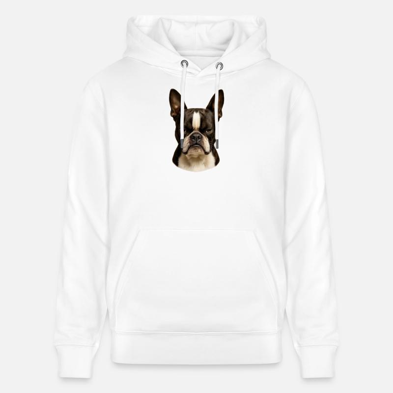 Vue impressionnante sur le Boston Terrier - Sweat à capuche bio CRUISER Stanley/Stella Unisexe - blanc