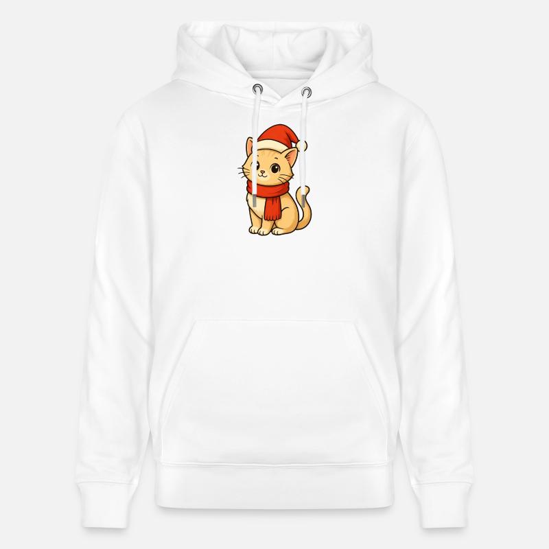 Chat d’hiver avec le Père Noël - Sweat à capuche bio CRUISER Stanley/Stella Unisexe - blanc