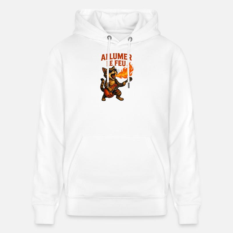 Allumer Le Feu Chat Rock - Sweat à capuche bio CRUISER Stanley/Stella Unisexe - blanc