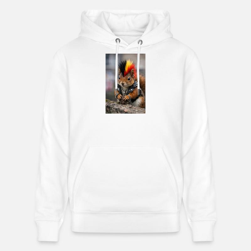 Punk Eichhörnchen mit Lederweste - Stanley/Stella Unisex Bio-Hoodie CRUISER  - Weiß