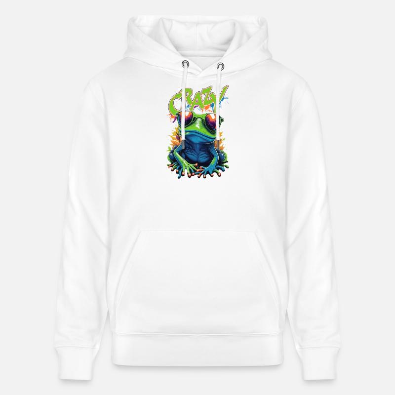 Pop Art de la Grenouille Folle - Sweat à capuche bio CRUISER Stanley/Stella Unisexe - blanc