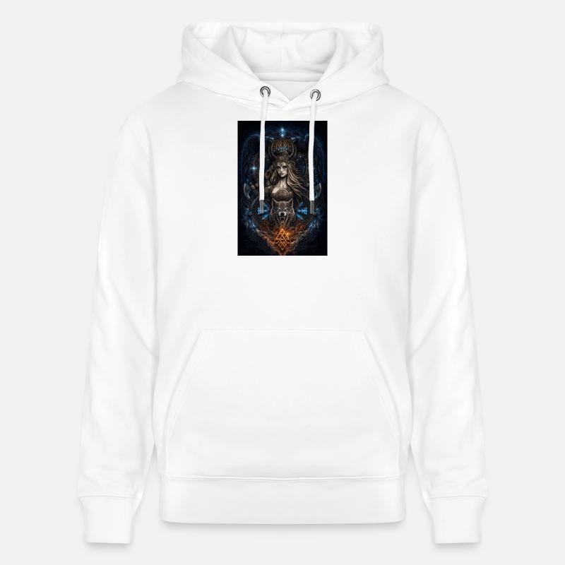 Viking Freya Hugin & Munin Wolf Runes - Sweat à capuche bio CRUISER Stanley/Stella Unisexe - blanc