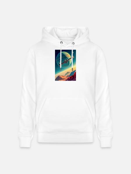 Humanity Finally Finds Its New Home in Space - Stanley/Stella CRUISER Unisex Organic Hoodie - white