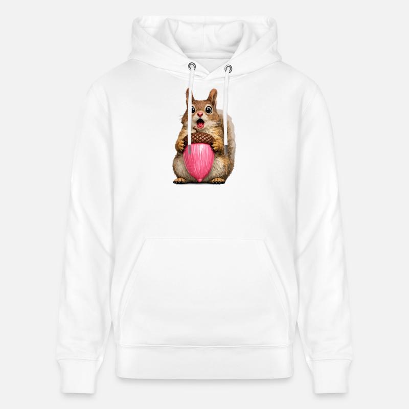 Eichhörnchen mit rosa Eichel - Stanley/Stella Unisex Bio-Hoodie CRUISER  - Weiß