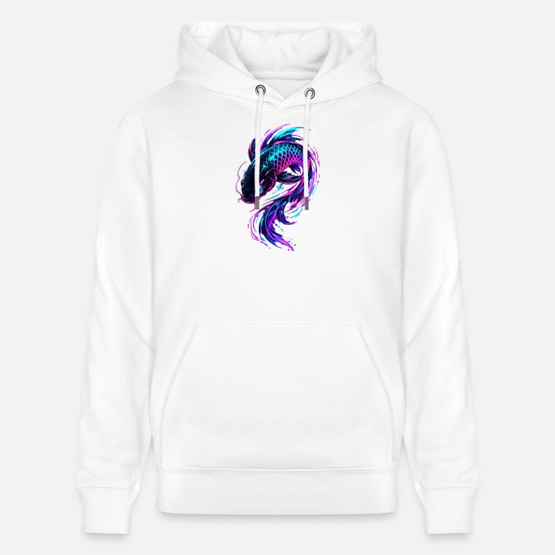 Flux de Koi Néon - Sweat à capuche bio CRUISER Stanley/Stella Unisexe - blanc