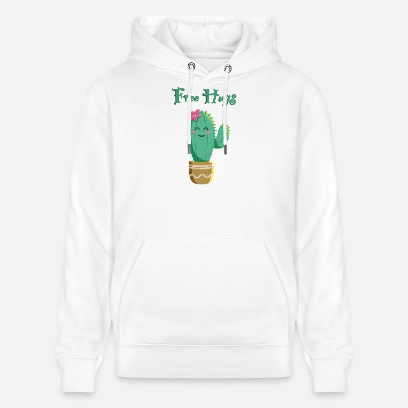 Cactus mignon aime les câlins - Sweat à capuche bio CRUISER Stanley/Stella Unisexe - blanc