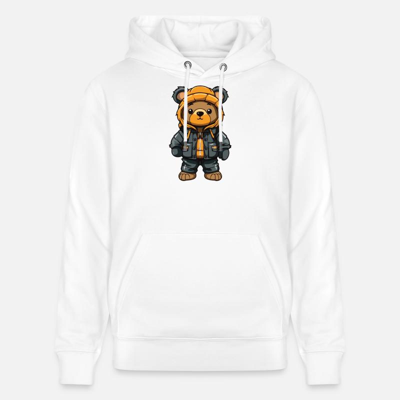 Ours Hiver Bande Dessinée Mignon - Sweat à capuche bio CRUISER Stanley/Stella Unisexe - blanc