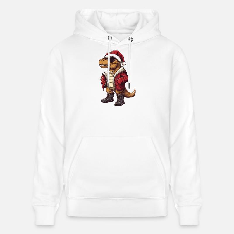 Dinosaure T-Rex Hiver de Noël - Sweat à capuche bio CRUISER Stanley/Stella Unisexe - blanc
