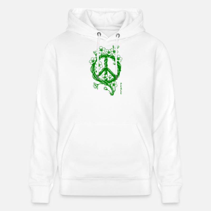 Symbole de la Paix en Fleurs - Sweat à capuche bio CRUISER Stanley/Stella Unisexe - blanc