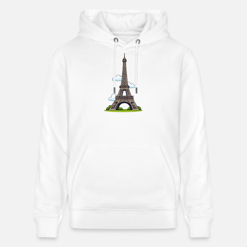 Tour Eiffel style dessin animé - Sweat à capuche bio CRUISER Stanley/Stella Unisexe - blanc