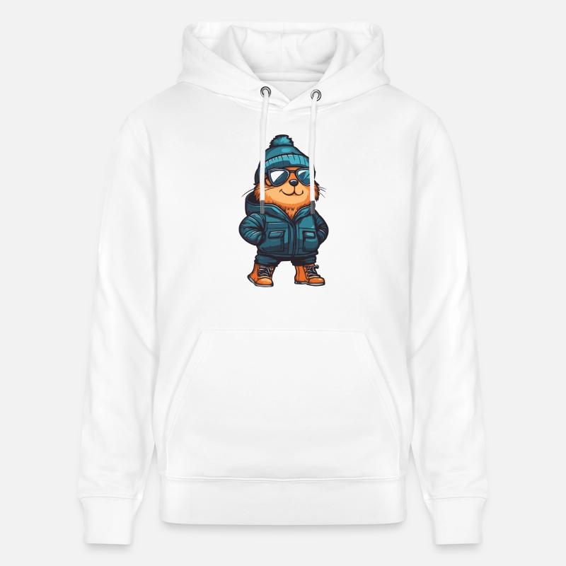 Bande dessinée d’hiver castor - Sweat à capuche bio CRUISER Stanley/Stella Unisexe - blanc