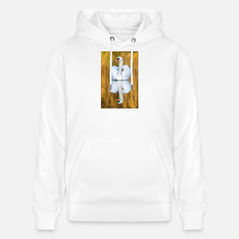 Schwanensee, Schwan im See mit Spiegelbild - Stanley/Stella Unisex Bio-Hoodie CRUISER  - Weiß