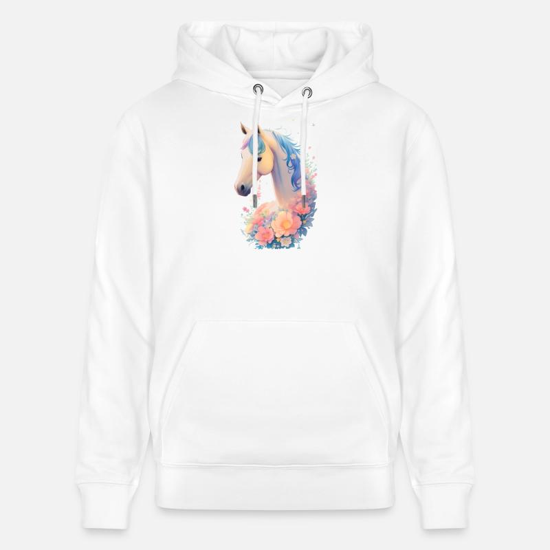 Cheval fleur - Sweat à capuche bio CRUISER Stanley/Stella Unisexe - blanc