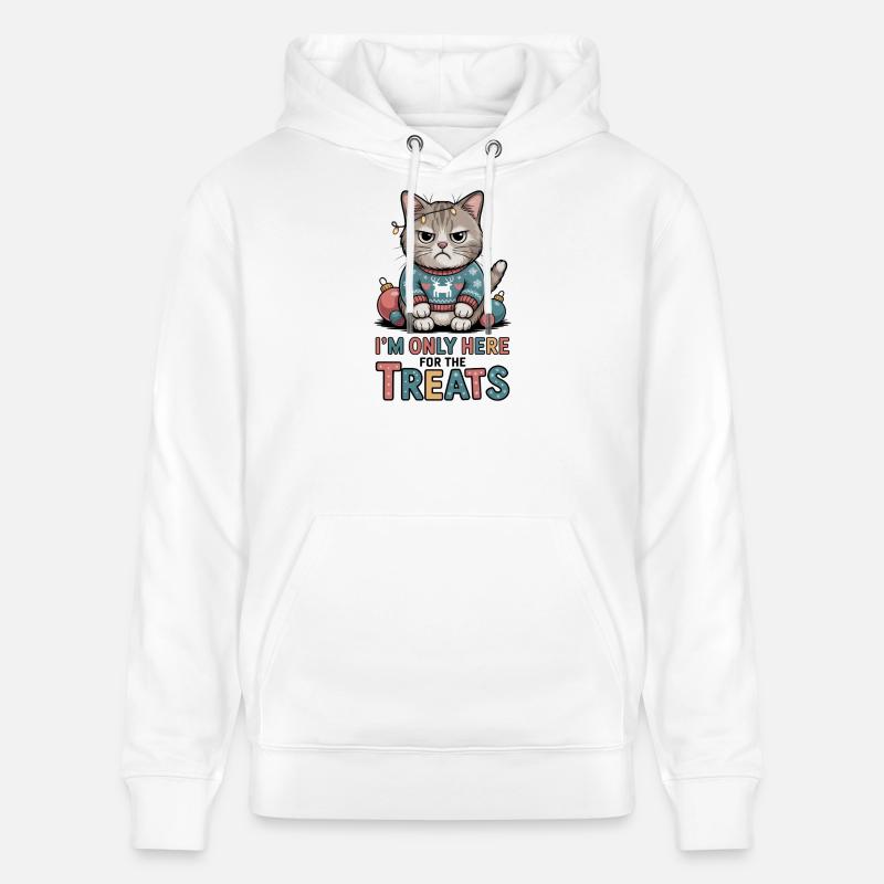 Chat sinistre en pull de Noël - Sweat à capuche bio CRUISER Stanley/Stella Unisexe - blanc