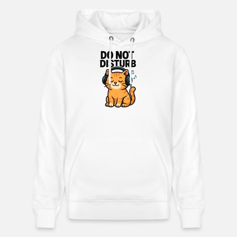 Mode sommeil Cat DJ avec casque - Sweat à capuche bio CRUISER Stanley/Stella Unisexe - blanc