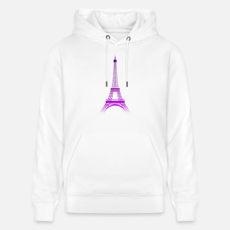 Tour Eiffel (dégradé violet-pourpre) - Sweat à capuche bio CRUISER Stanley/Stella Unisexe - blanc