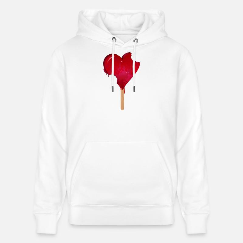 Rotes Herz Eis mit Biss - Stanley/Stella Unisex Bio-Hoodie CRUISER  - Weiß