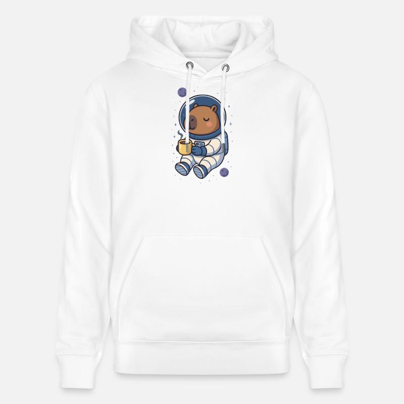 Capybara Astronaut – Kaffee im All ☕🪐 - Stanley/Stella Unisex Bio-Hoodie CRUISER - Weiß
