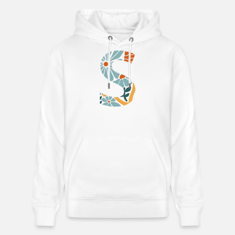 Lettre s fleurs groovy idée cadeau  - Sweat à capuche bio CRUISER Stanley/Stella Unisexe - blanc