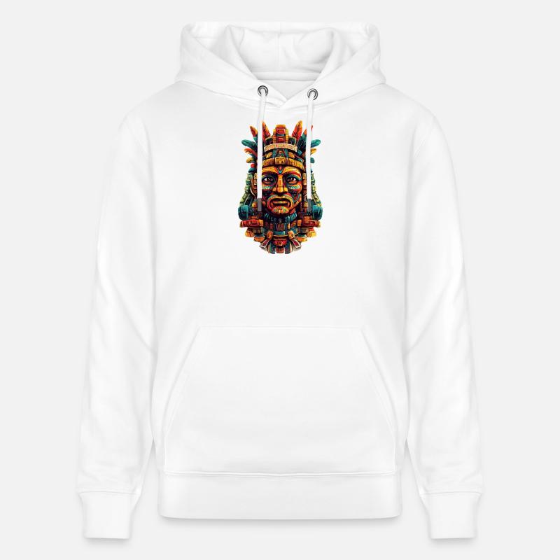 Masque de plume aztèque - Sweat à capuche bio CRUISER Stanley/Stella Unisexe - blanc