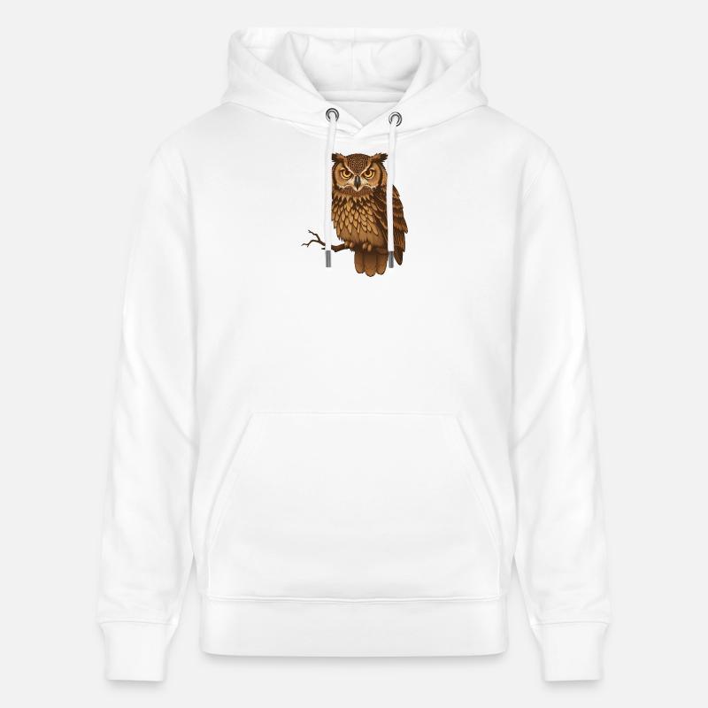 Braune Eule Nachtmotiv - Stanley/Stella Unisex Bio-Hoodie CRUISER  - Weiß