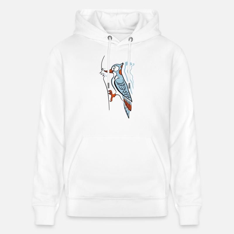 Specht hackt rum - Stanley/Stella Unisex Bio-Hoodie CRUISER  - Weiß