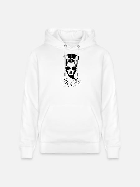Kvinde i solbriller med Nefertiti hat - Stanley/Stella CRUISER økologisk unisex-hoodie - hvid