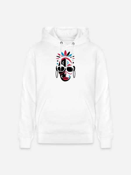 African mask with sunglasses - Stanley/Stella CRUISER Unisex Organic Hoodie - white