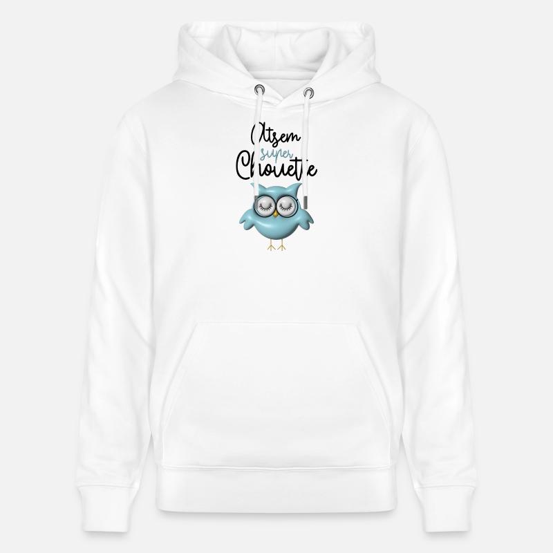 Atsem super chouette bleue 3D - Sweat à capuche bio CRUISER Stanley/Stella Unisexe - blanc
