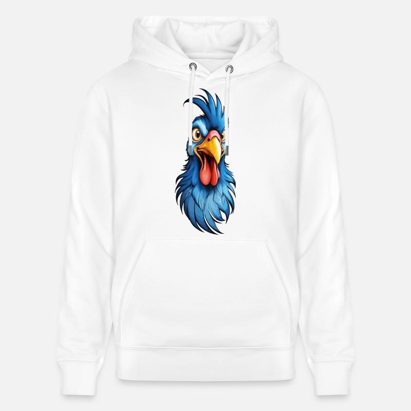 Ein blau-gefiederter Hahn - Stanley/Stella Unisex Bio-Hoodie CRUISER  - Weiß