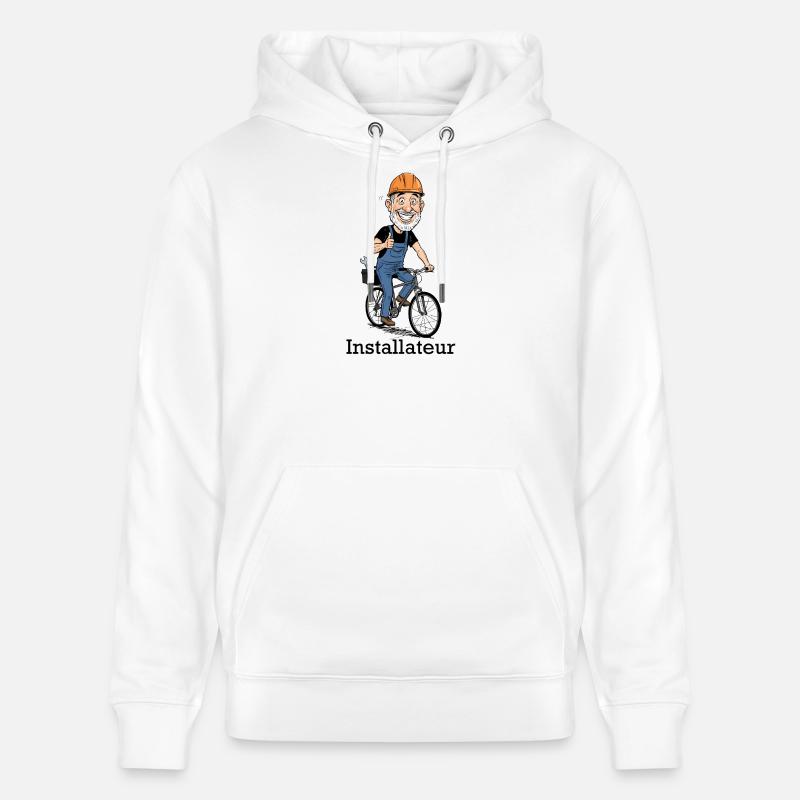 Ouvrier du bâtiment Héros à vélo - Sweat à capuche bio CRUISER Stanley/Stella Unisexe - blanc