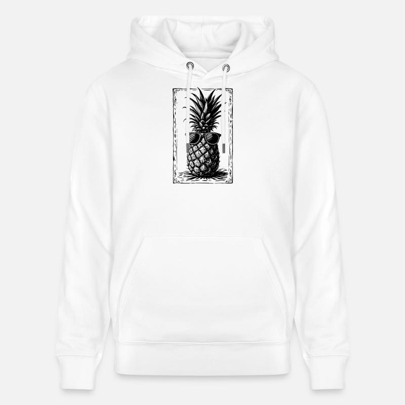 Ananas cool avec lunettes de soleil - Sweat à capuche bio CRUISER Stanley/Stella Unisexe - blanc
