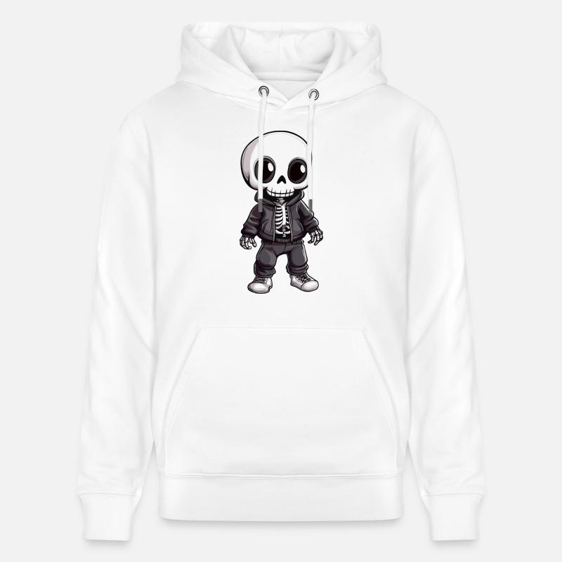 Squelette Halloween dessin animé - Sweat à capuche bio CRUISER Stanley/Stella Unisexe - blanc