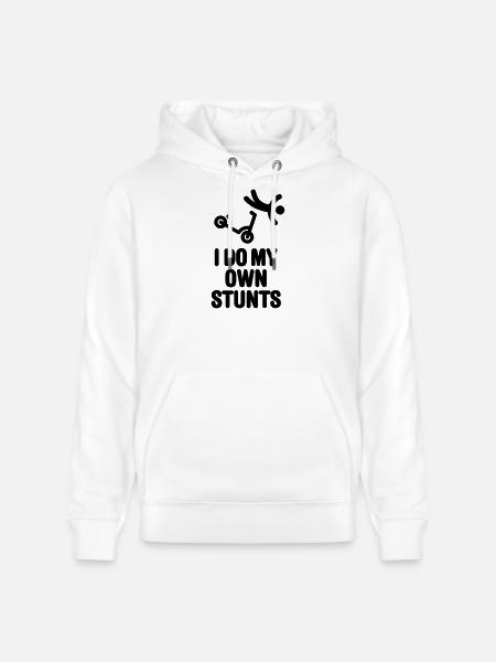 Ik doe mijn eigen stunts stunt scooter scootering trucs - Stanley/Stella Uniseks bio-hoodie CRUISER  - wit